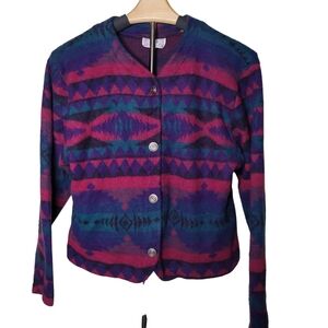 Vintage Ashly Brent Pink Purple Green Cabincore Button Up Jacket Blazer